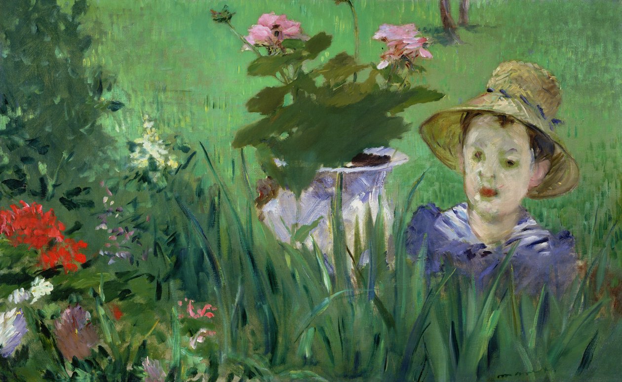 Barn i blommorna (Jacques Hoschede) 1876 av Édouard Manet