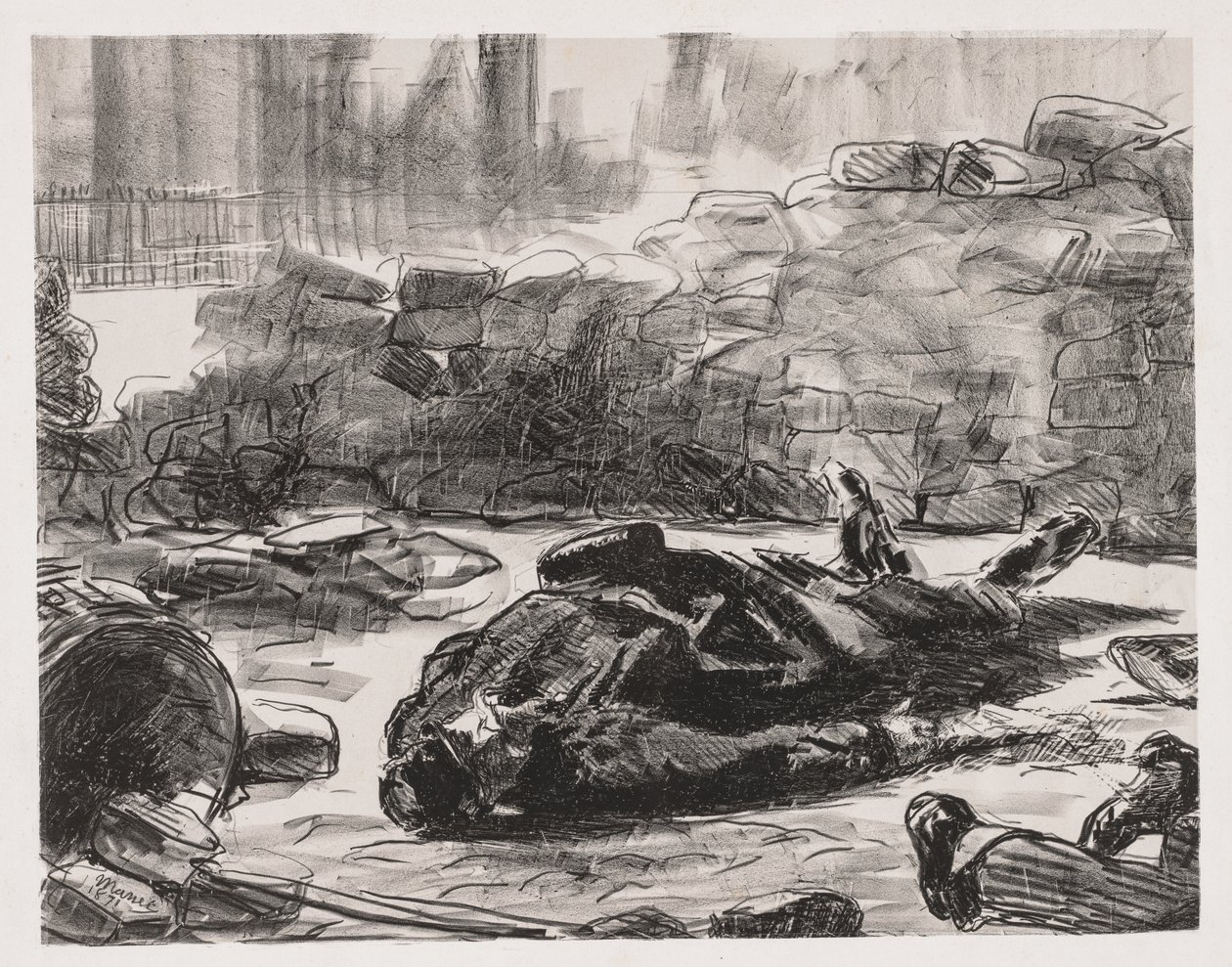 Inbördeskriget (Scen för Paris kommun) av Édouard Manet