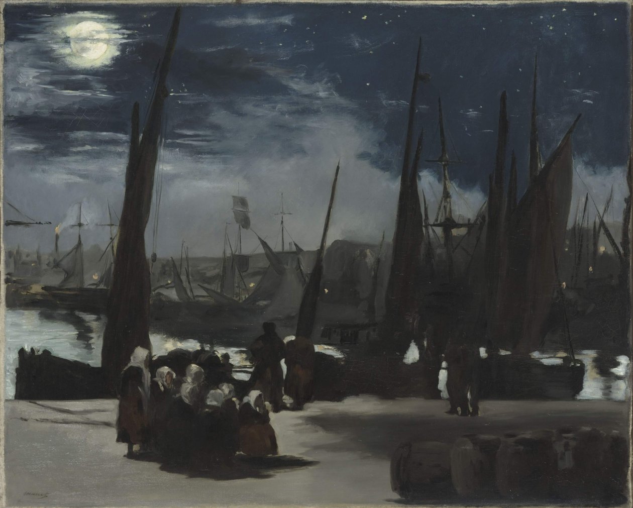 Månsken vid hamnen i Boulogne Månsken vid hamnen i Boulogne, 1869. av Édouard Manet