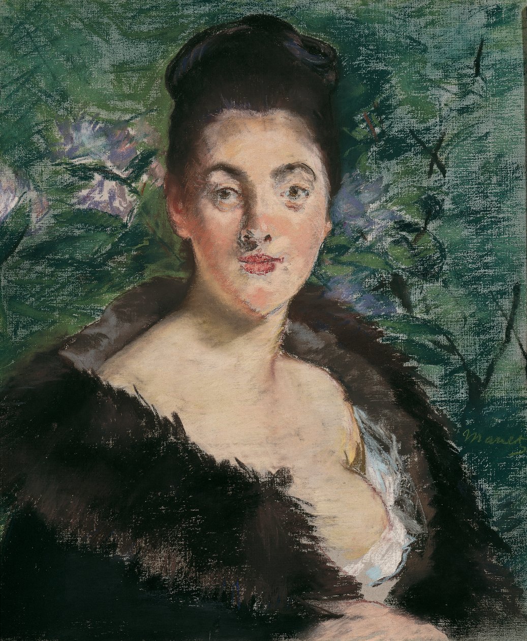 dam i päls av Édouard Manet