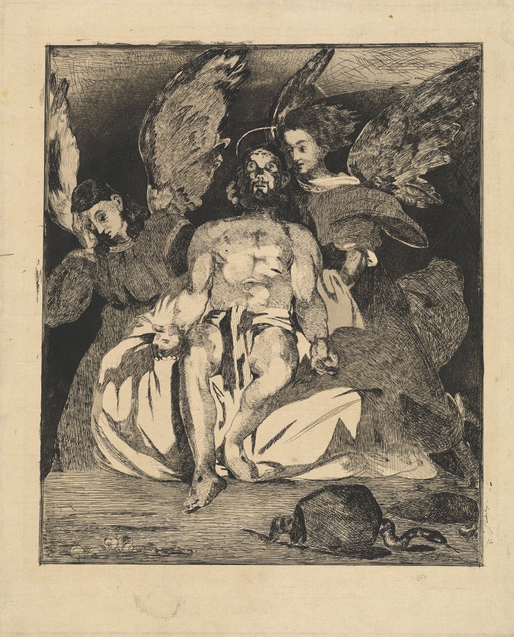 Död Kristus med änglar (Christ aux anges) av Édouard Manet