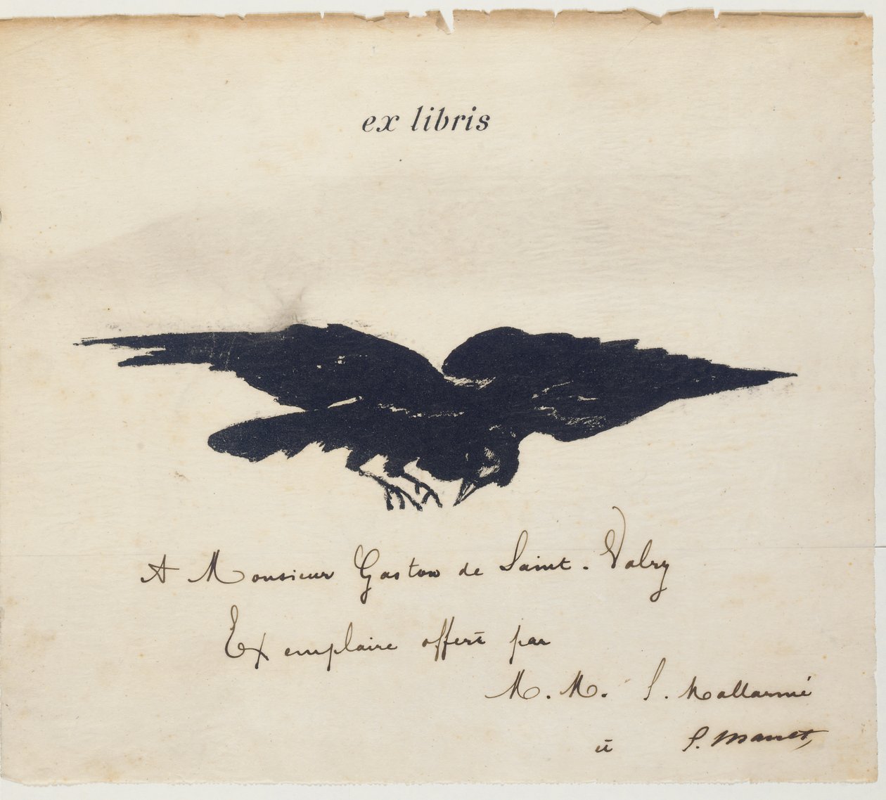 Ex-libris litografi av Edouard Manet för att illustrera: Edgar Allen POE. Kråkan. Korpen. Översättning av Stéphane Mallarmé med illustrationer av Edouard Manet av Édouard Manet