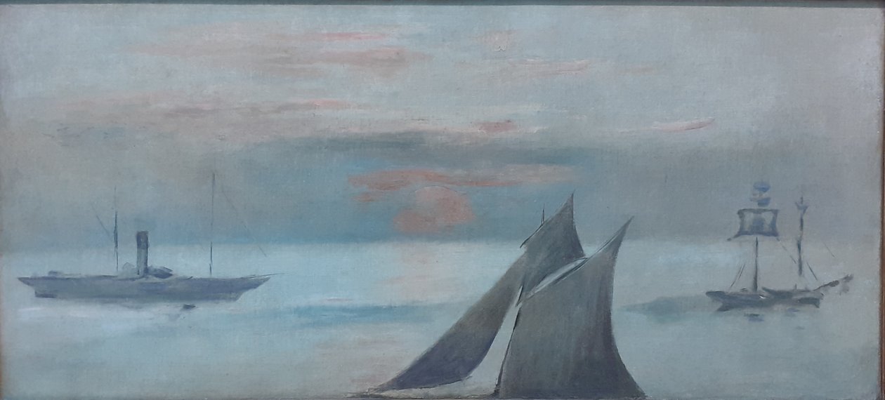 Franska: Båtar till havs, solnedgång av Édouard Manet