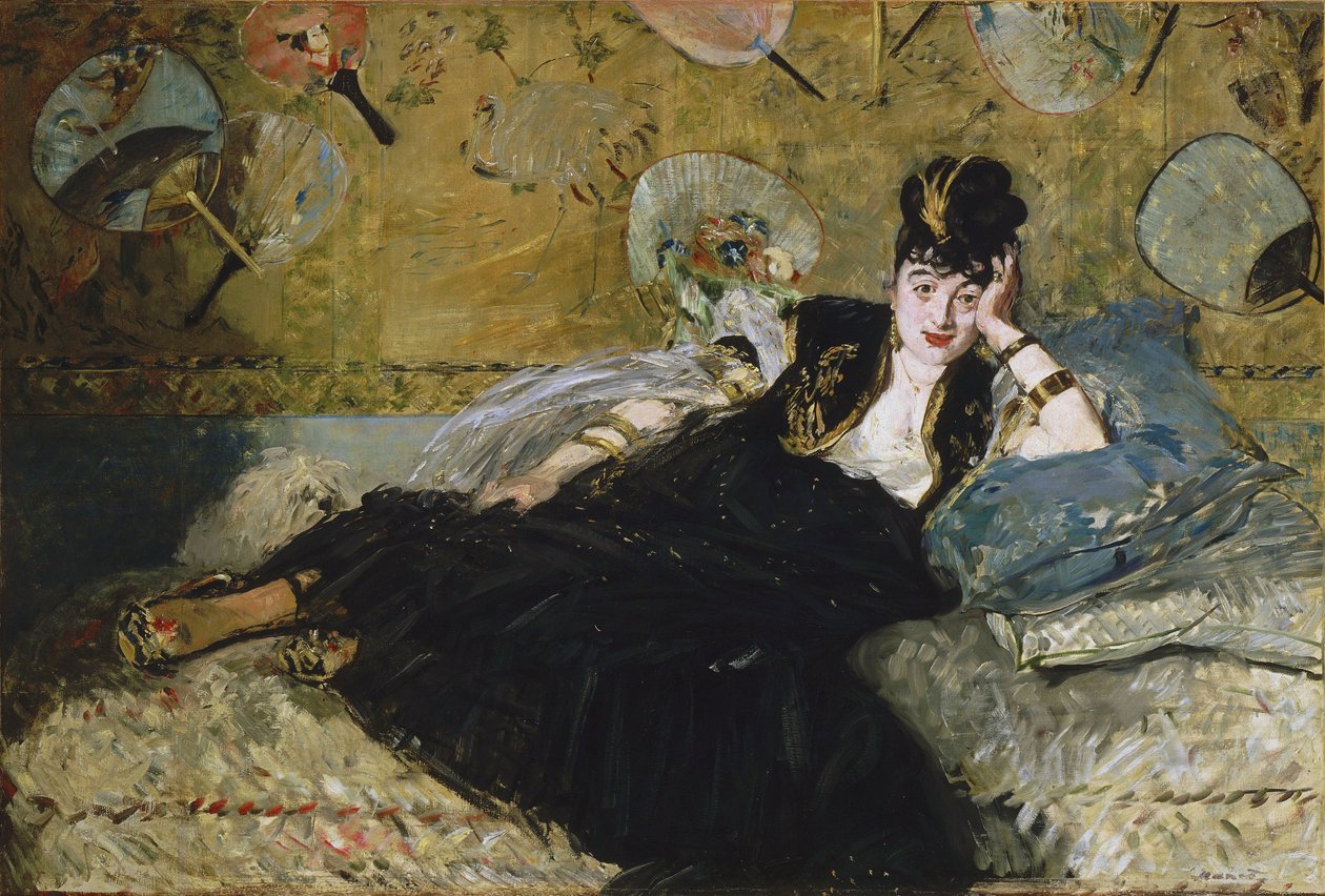 Franska:  La dame aux éventails Kvinna med solfjädrar av Édouard Manet