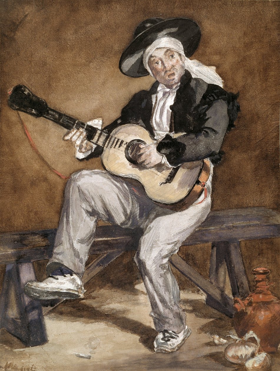 Franska:  Le Chanteur espagnol Den spanska sångerskan av Édouard Manet