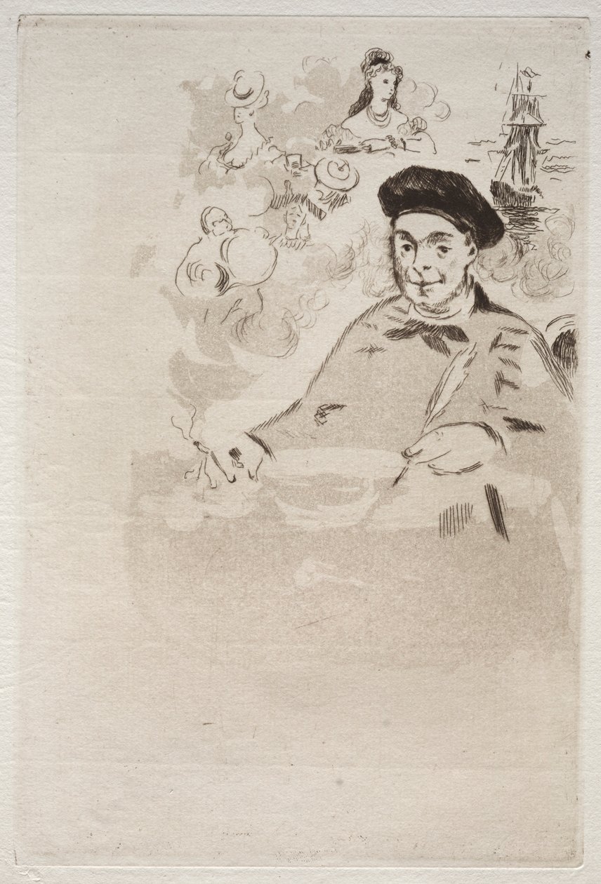 Frontispice för en upplaga av Les Ballades av Theodore de Banville. av Édouard Manet