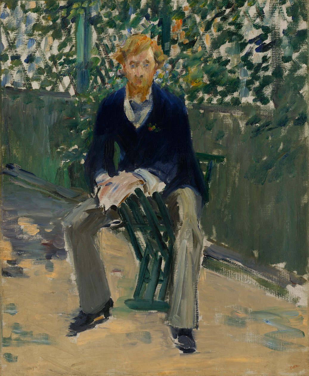 George Moore i konstnärens trädgård av Édouard Manet