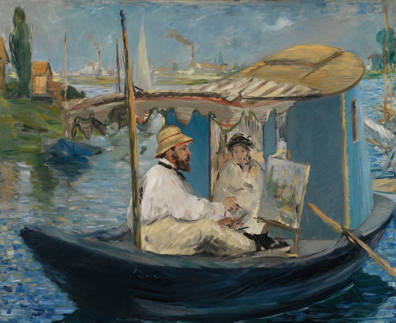 Tyska: Die Barke Claude Monet målar i sin ateljébåt av Édouard Manet