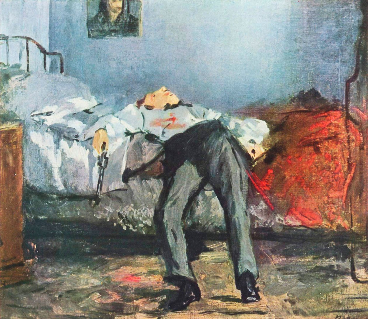 Tyska: Le Suicidé The Suicide [Den självmordsdömde mannen]. av Édouard Manet