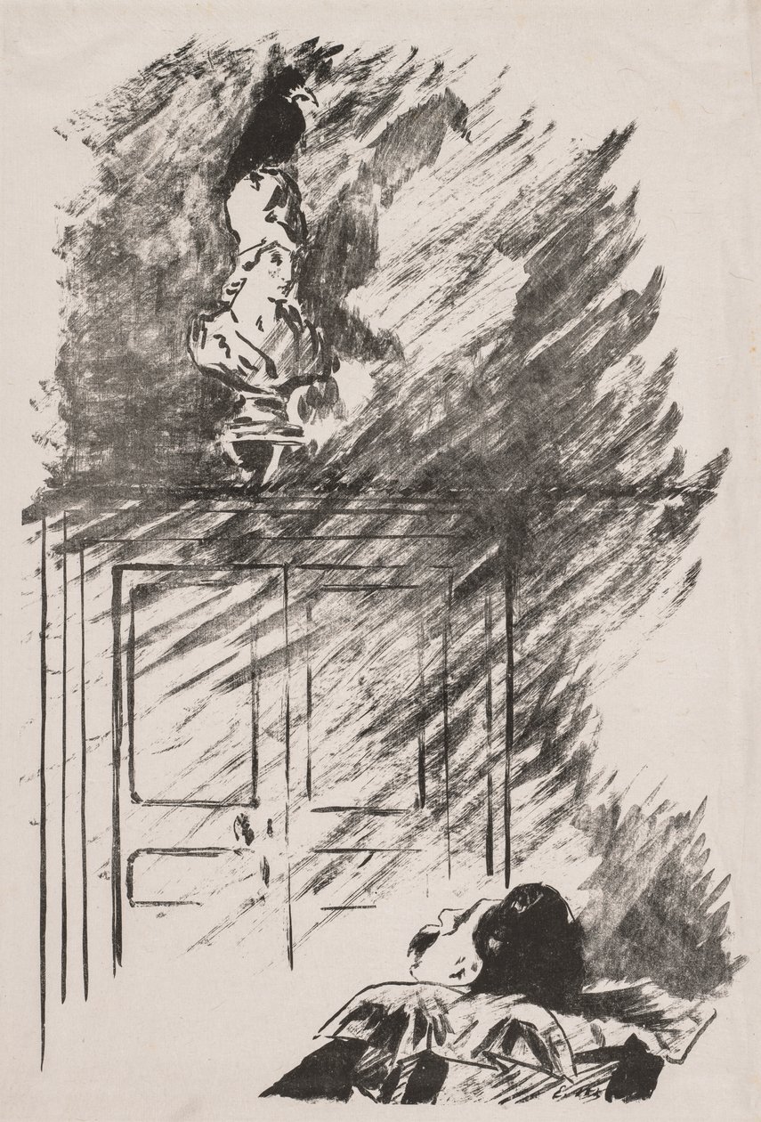 Illustration till The Raven av Edgar Allan Poe. av Édouard Manet