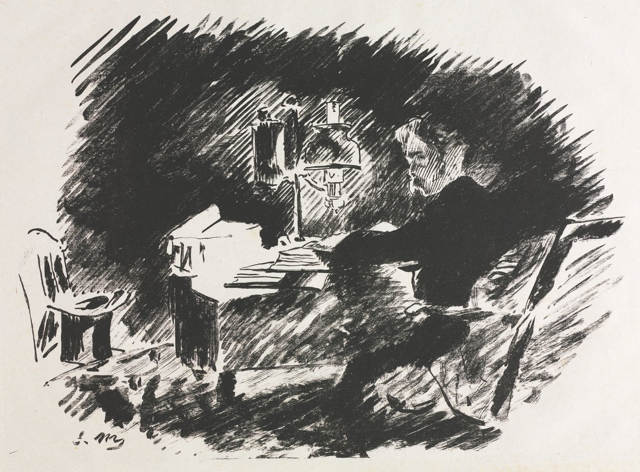 Illustration till The Raven av Edgar Allan Poe. av Édouard Manet