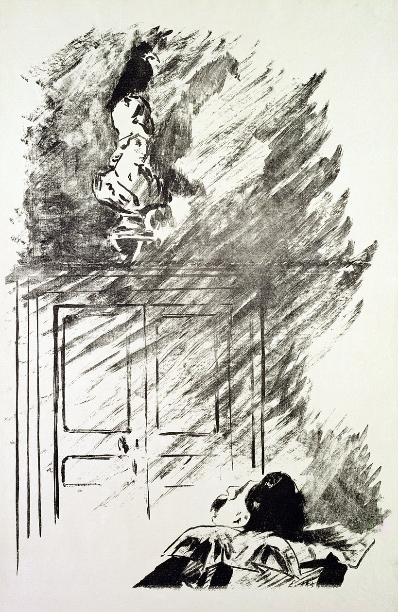 Illustration till "The Raven", av Edgar Allen Poe av Édouard Manet