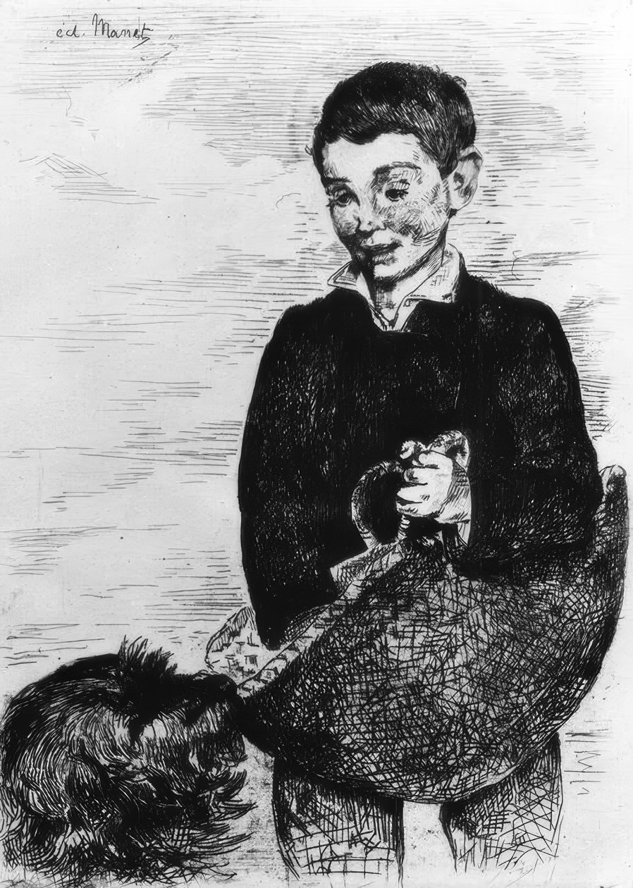 Pojke med hund av Édouard Manet