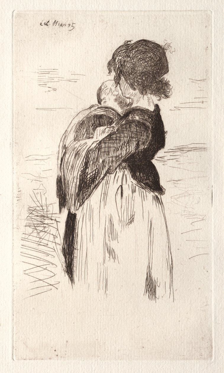 Den lilla flickan håller en baby av Édouard Manet