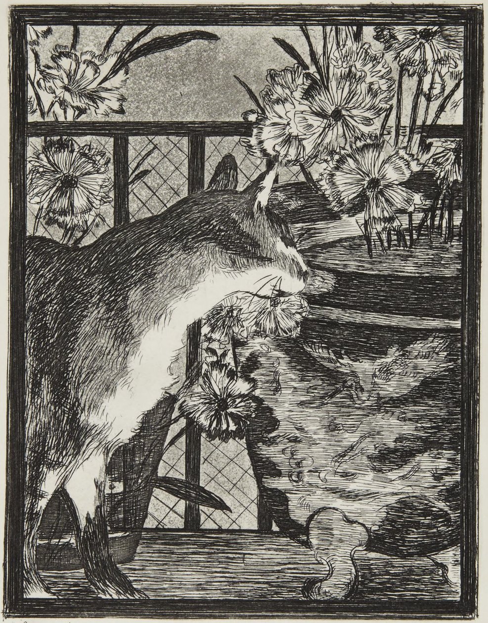 Katten och blommorna av Édouard Manet