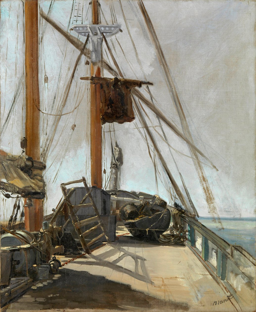 ""The deck of a boat"" - Målning av Edouard Manet (1832-1883), ca 1860, olja på duk - Skeppets däck - Olja på duk av Edouard Manet (1832-1883), ca 1860 - 56, 4x47cm - National Gallery of Victoria, Melbourne av Édouard Manet