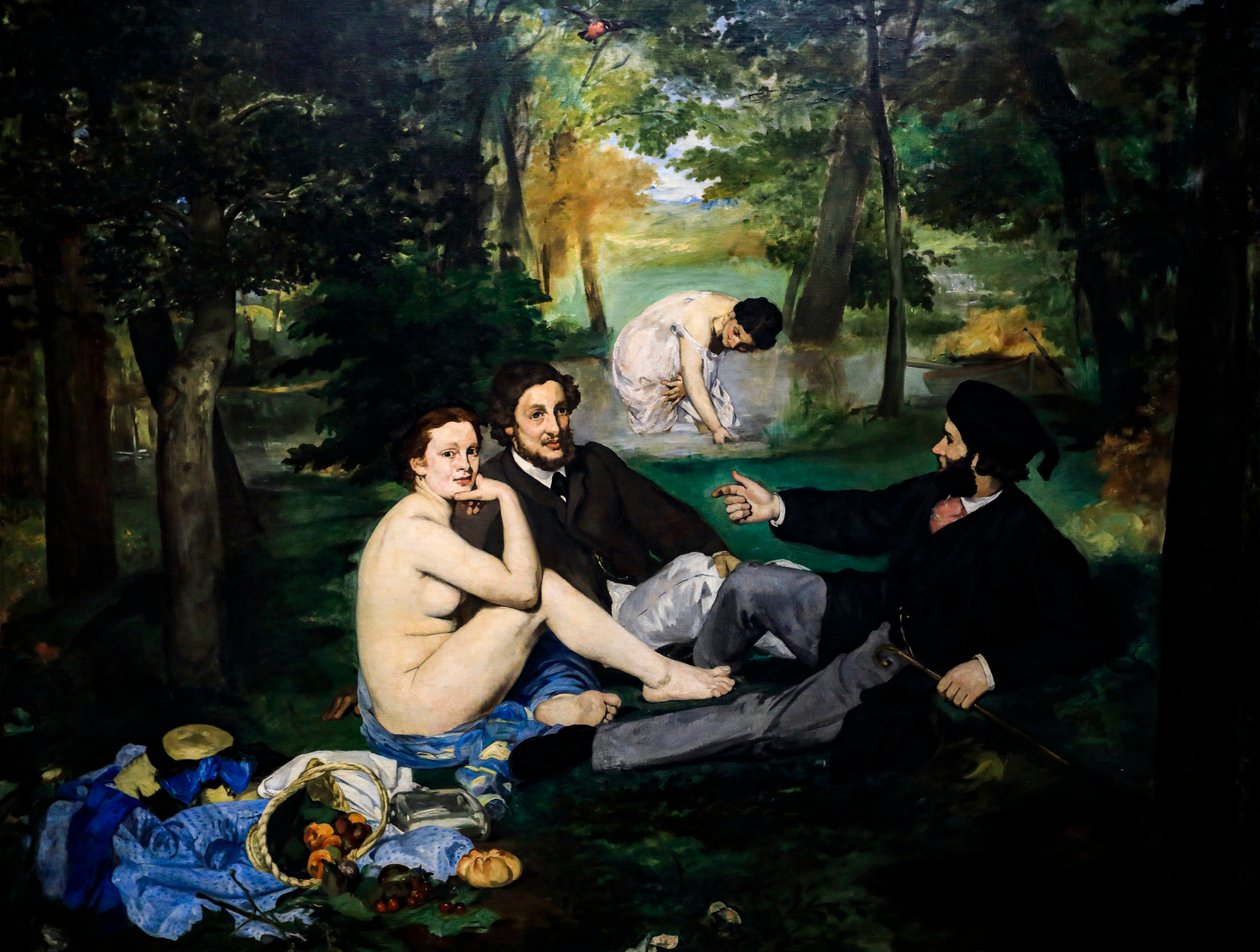 Lunch på Gräset också Badande sedan Den fyrkantiga delen av Édouard Manet