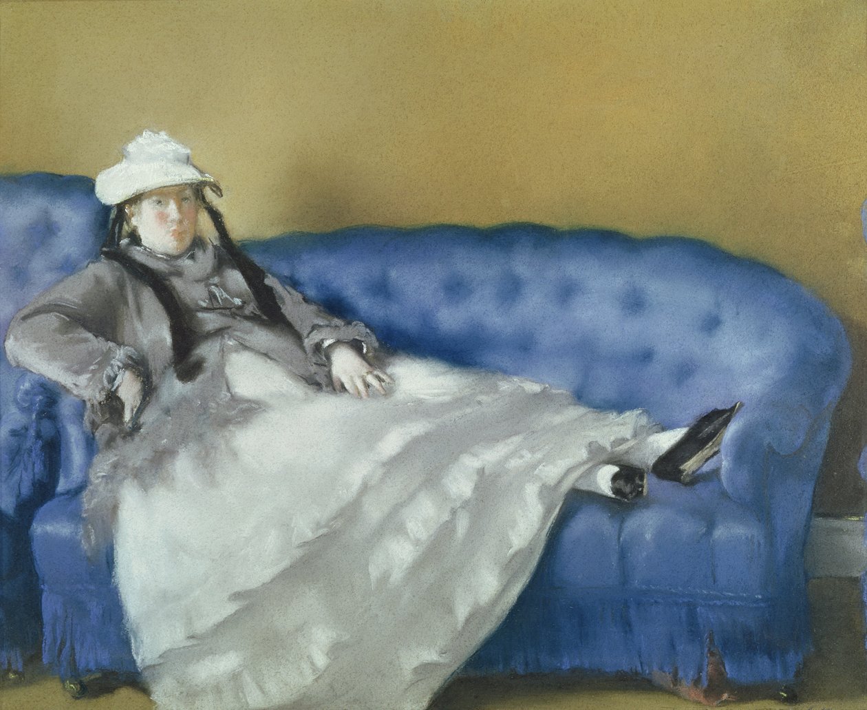 Madame Manet på en blå soffa, 1874 (pastell på papper) av Édouard Manet