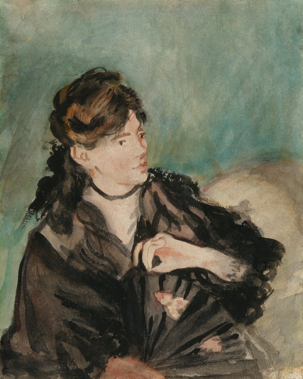 Manet - Porträtt av Berthe Morisot med solfjäder, 1874 av Édouard Manet