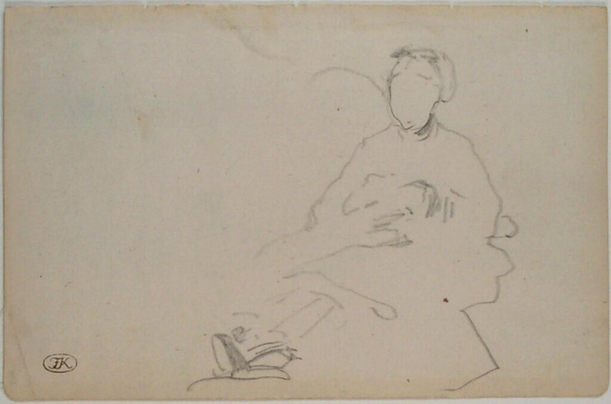 Manet - Skiss av en sittande kvinna (blad ur ett skissblock), ca 1864-1868 av Édouard Manet