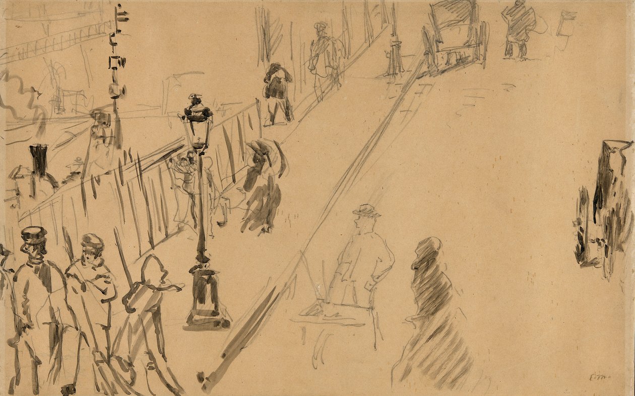 Manet - Rue Mosnier med gaslampa, 1878 av Édouard Manet