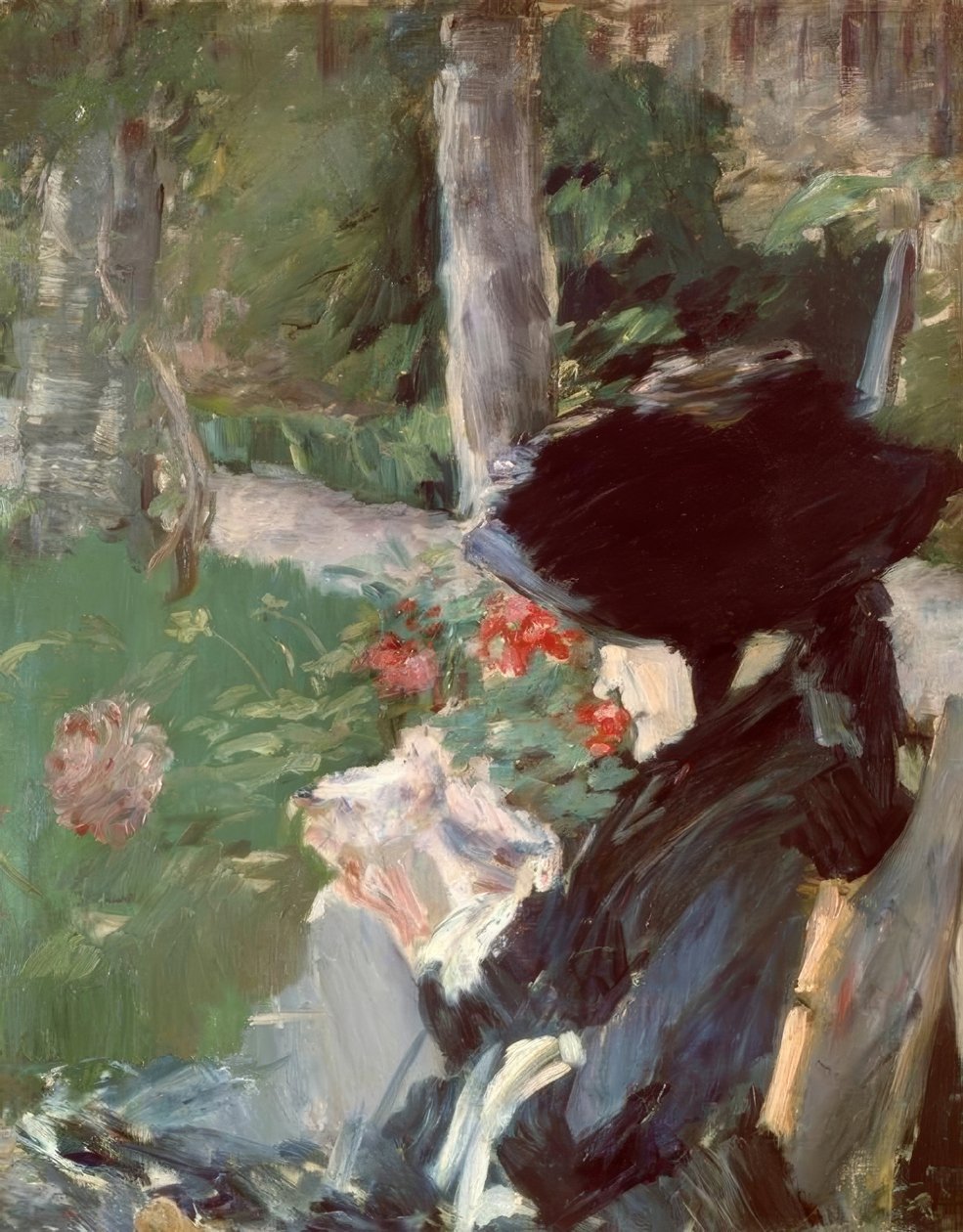 Mme Manet mamma i Bellevue trädgård av Édouard Manet