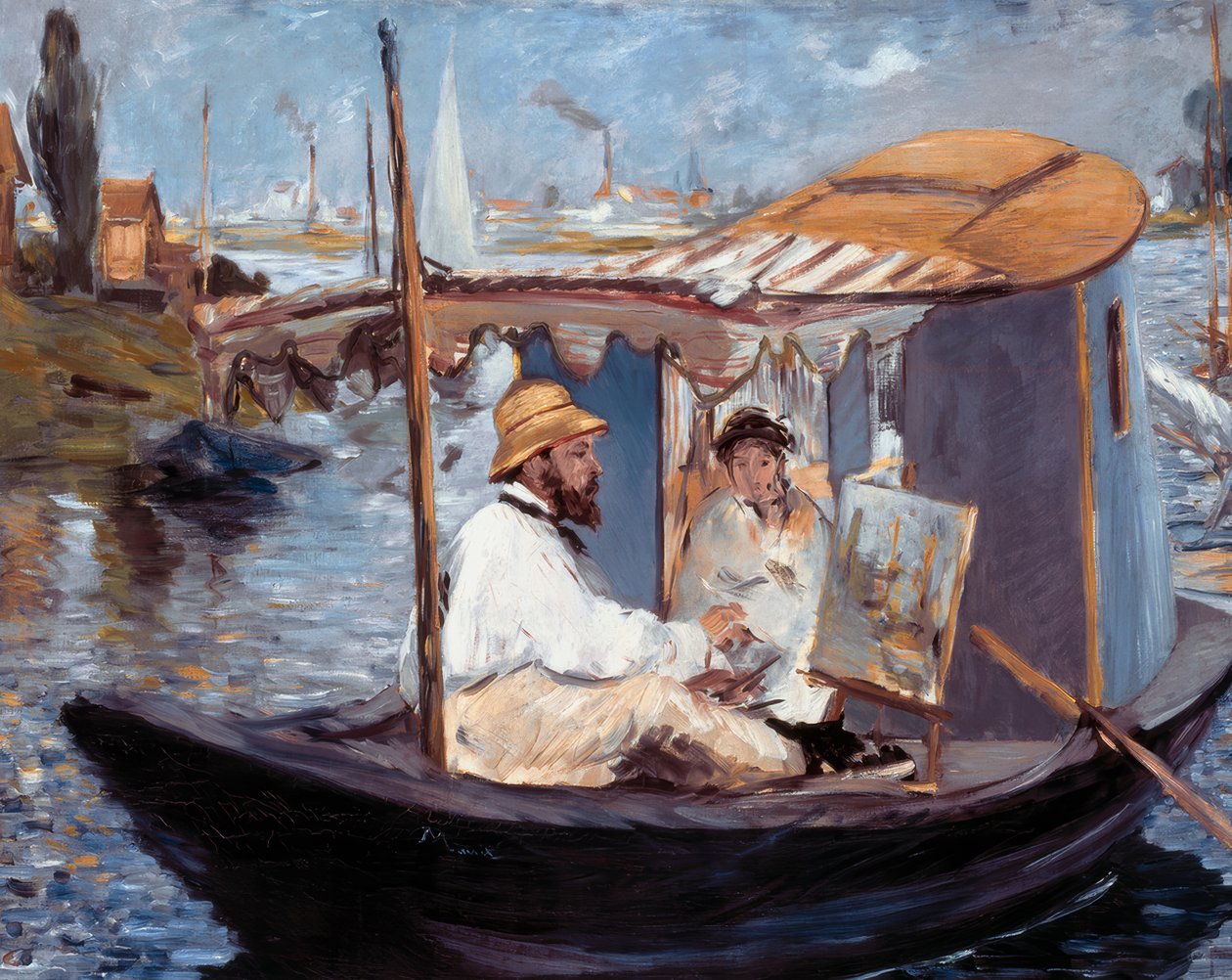 Monet målar i sin ateljé av Édouard Manet