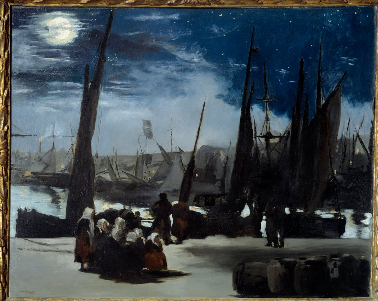 Månsken på hamnen i Boulogne Målning av Edouard Manet (1832-1883) 1869 Sön. 0,82x1,01 m Paris, musee d