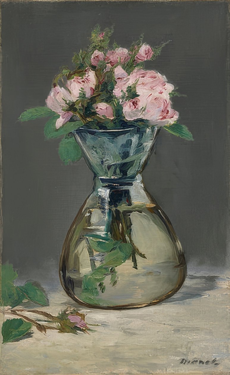 Mossa rosor i en vas. 1882 av Édouard Manet