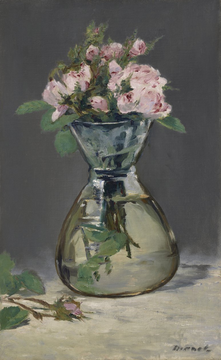 Mossrosor i en vas, 1882 av Édouard Manet