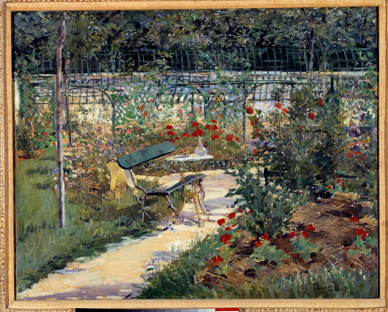 Min trädgård, bänken. Målning av Edouard Manet (1832-1883) av Édouard Manet