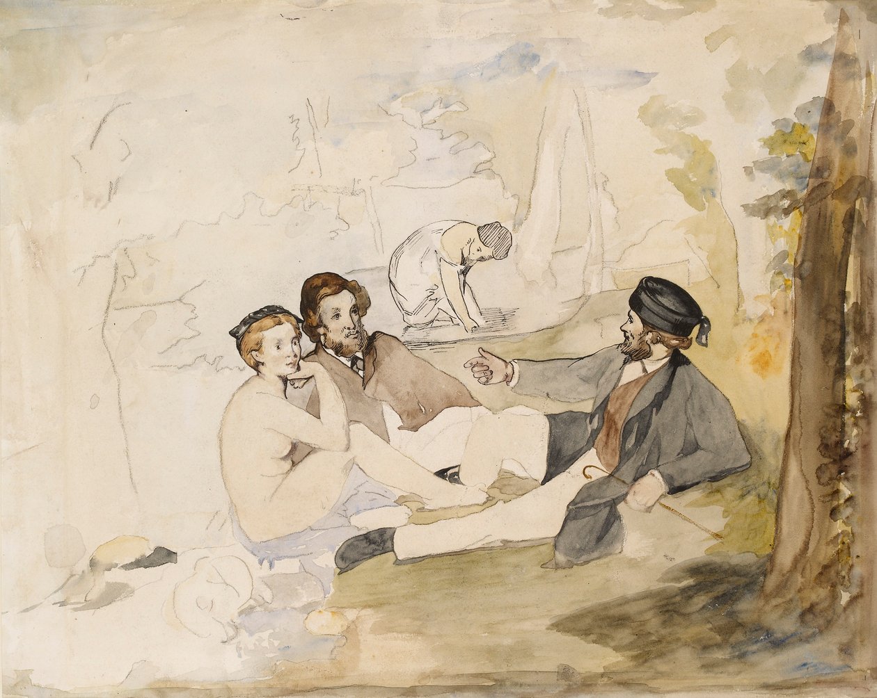 Picknick i en skogslunch på gräset, 1862-1863. av Édouard Manet