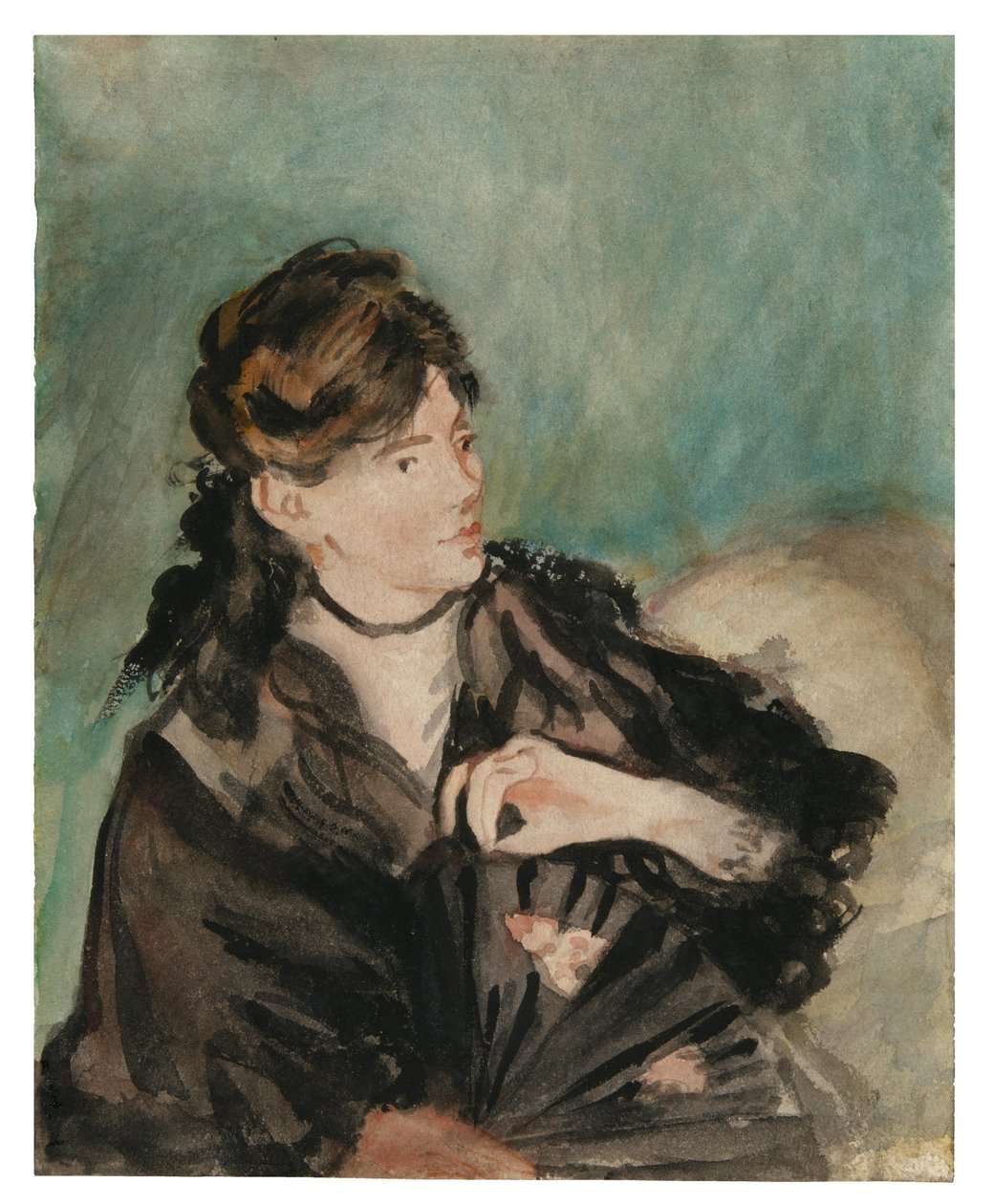 Porträtt av Berthe Morisot med en fläkt av Édouard Manet