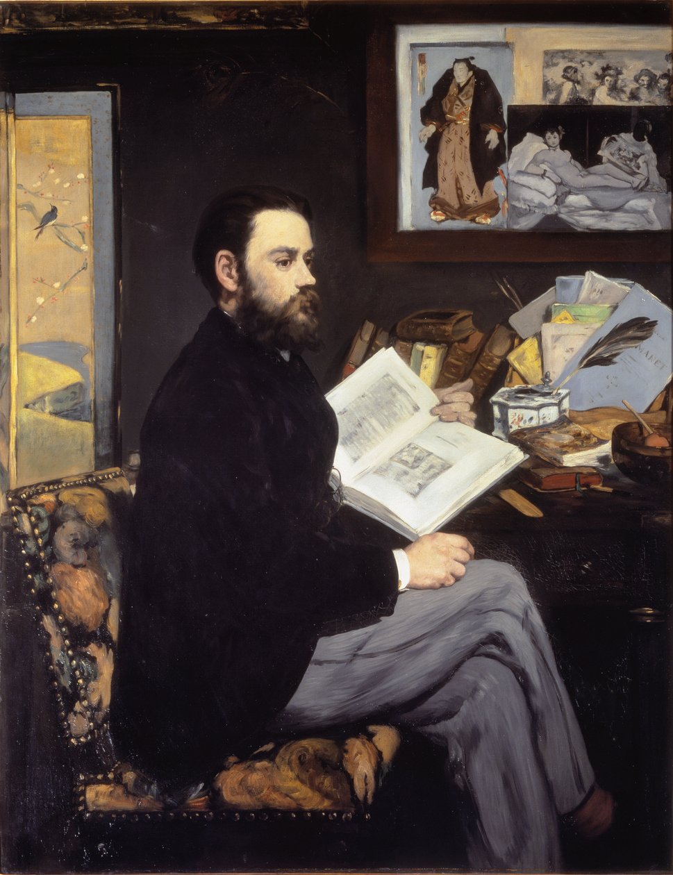Porträtt av Emile Zola - 1868, Olja på duk av Édouard Manet