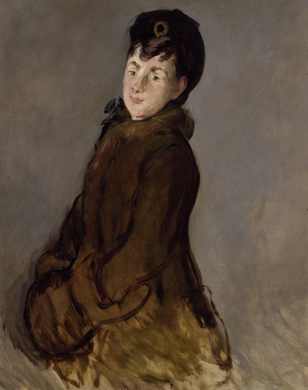 Porträtt av Isabelle Lemonnier med en muff, ca 1879 (olja på duk) av Édouard Manet