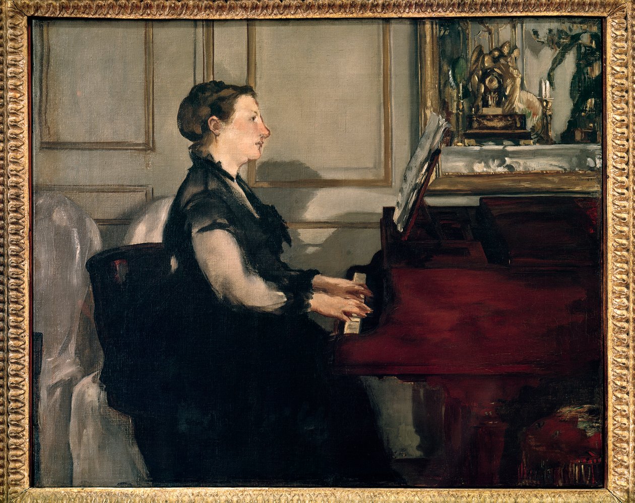 Porträtt av Madame Manet på pianot Målning av Edouard Manet (1832-1883) av Édouard Manet
