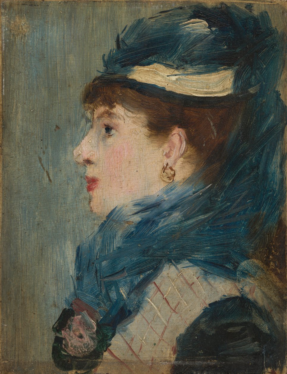 Porträtt av en dam, ca. 1879 (olja på trä) av Édouard Manet