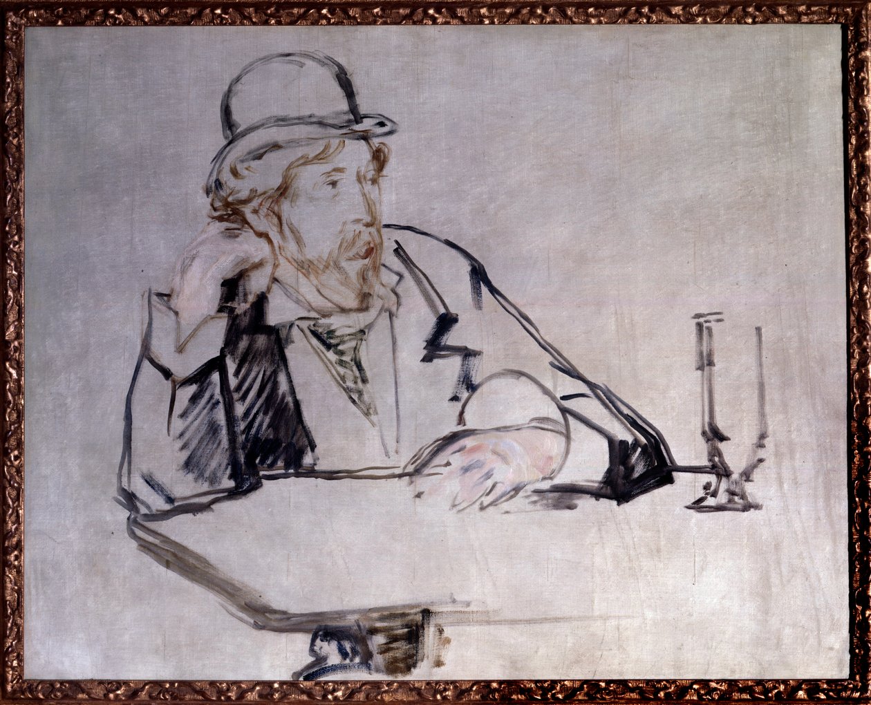Porträtt av den irländska romanförfattaren Georges Moore (1852-1933) på caféet Drawing av Edouard Manet (1832-1883) 1879 New York. museum för modern konst av Édouard Manet