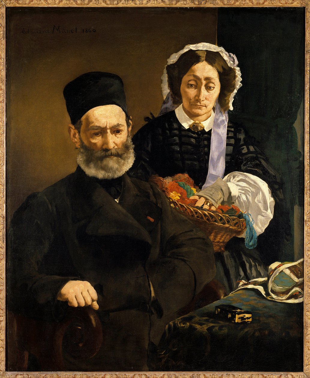 Porträtt av Monsieur och Madame Auguste Manet, föräldrar till konstnären Målning av Edouard Manet (1832-1883) 1860 Sön. 1,1x0,9 m Paris, musee d
