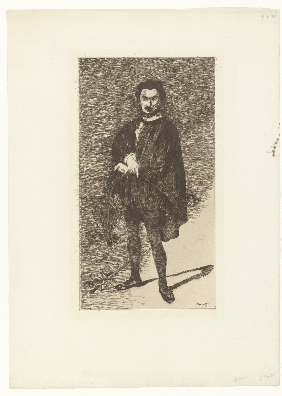 Porträtt av skådespelaren Philibert Rouvière i rollen av Hamlet Rouvière som Hamlet Den tragiska skådespelaren av Édouard Manet