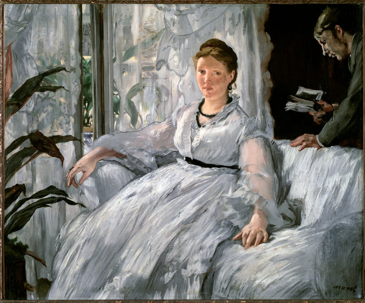 Läsning. (Porträtt av Suzanne Manet och hennes son, Leon Koella-Leenhoff) - 1865. Olja på duk av Édouard Manet