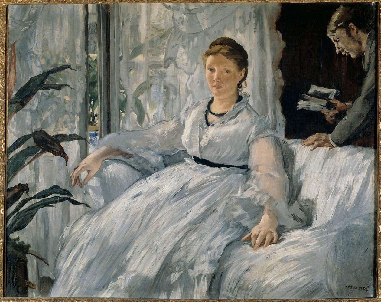 Läsmålning av Edouard Manet (1832-1883) 1865 Sön. 0,6x0,73 m Paris, musee d