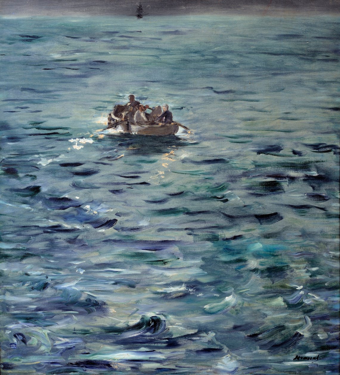Rocheforts flykt. Henri de Rochefort Fransk författare (1831-1913) deporterad till Ducos-halvön i Nya Kaledonien rymde i mars 1874 med Grousset et et Pain. Målning av Edouard Manet (1832-1883) av Édouard Manet