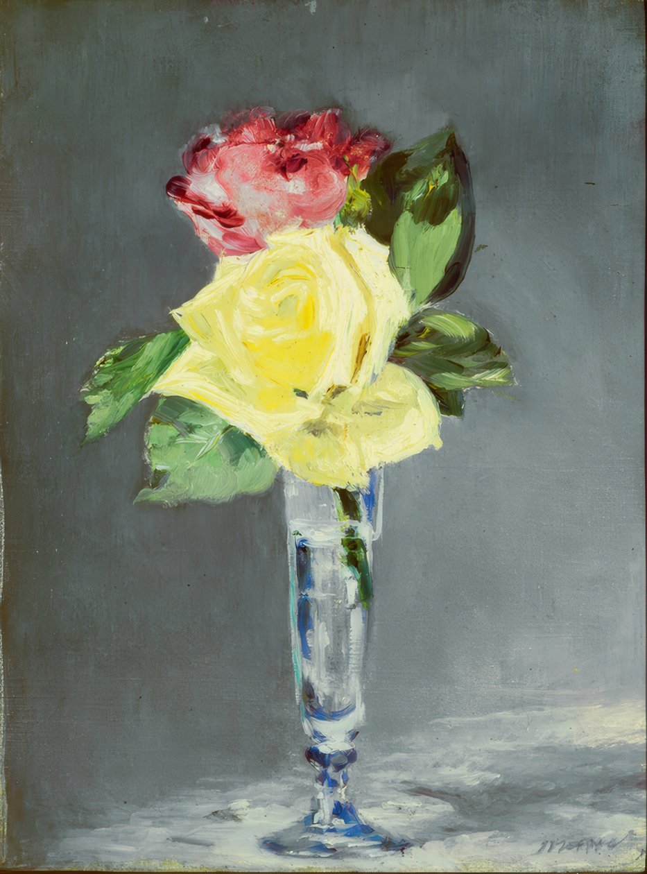 Rosor i ett champagneglas av Édouard Manet