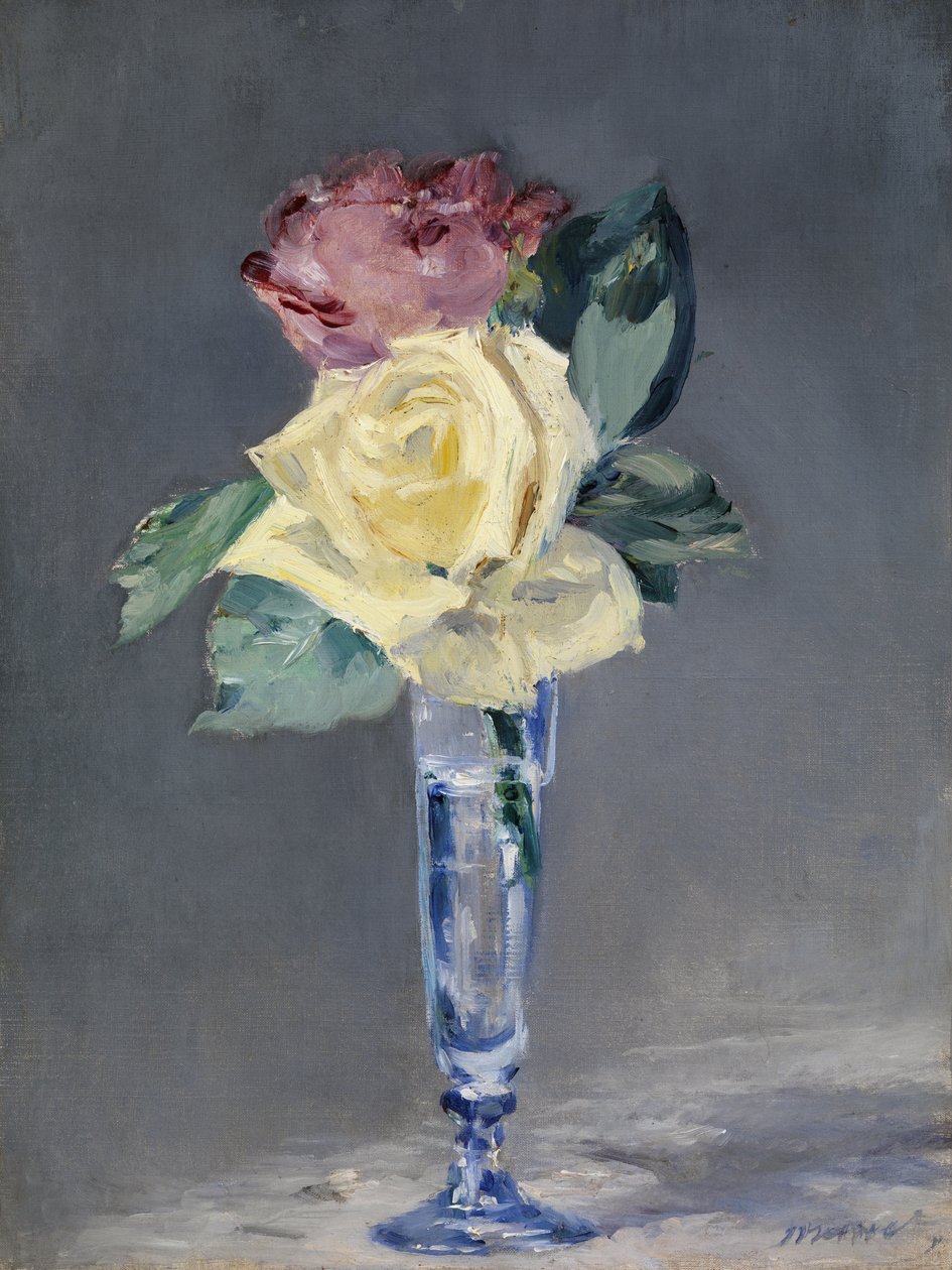 Rosor i ett champagneglas, ca 1882 (olja på duk) av Édouard Manet