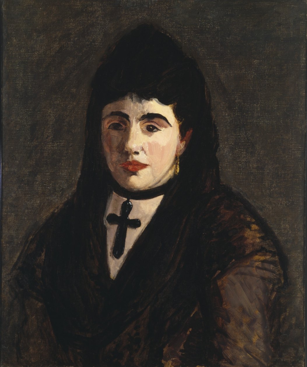 Spansk kvinna som bär ett svart kors av Édouard Manet