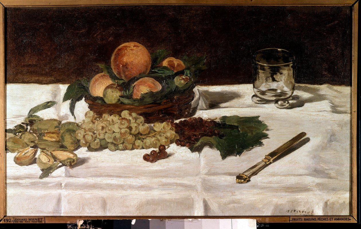 Stilleben, frukter på ett bord Målning av Edouard Manet (1832-1883) 1864 Sön. 0,45x0,73 m Paris, musee d