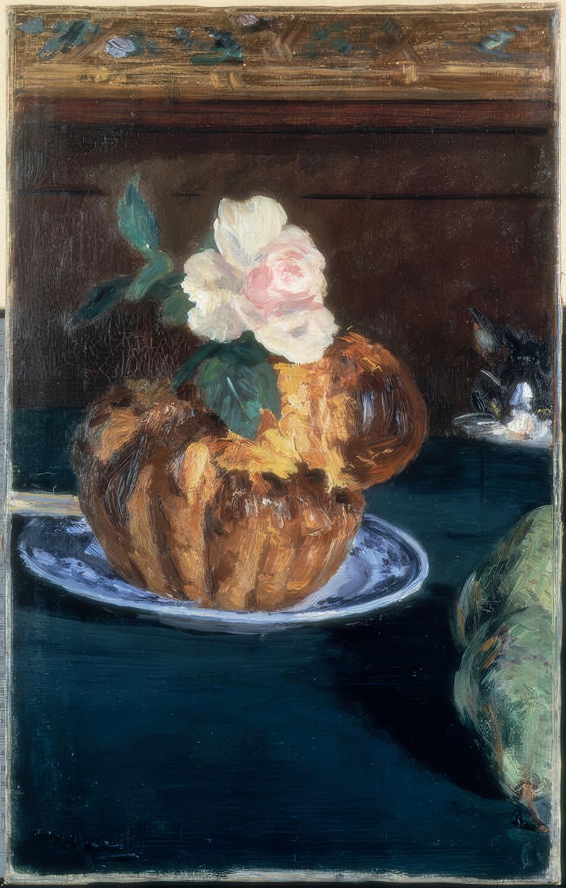 Stilleben med brioche av Édouard Manet