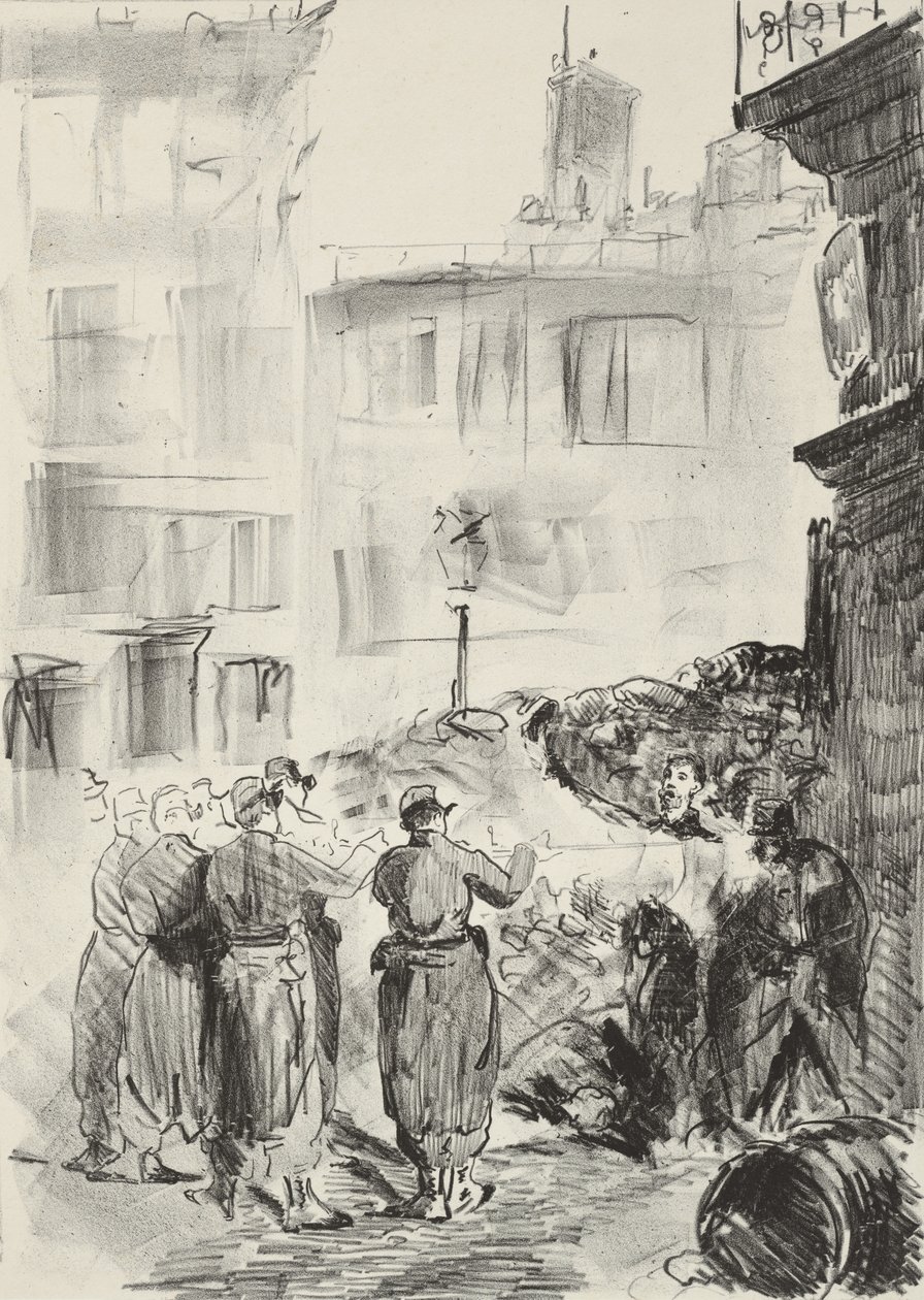 Barrikaden, 1871, tryckt 1884 av Édouard Manet
