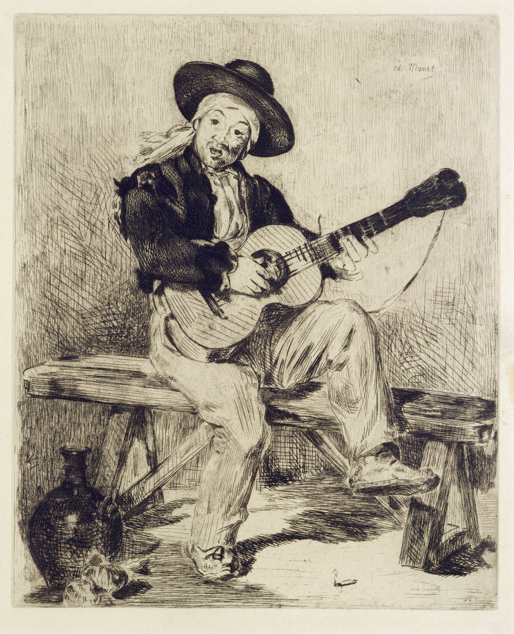 Gitarristen (etsning) av Édouard Manet